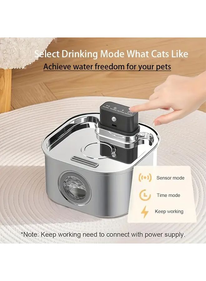 Stainless Steel Automatic Cat Water Fountain With Battery Motion Sensor 3 2L Large Capacity - Image 4